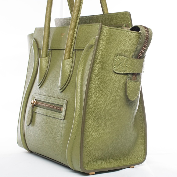 Luggage Micro Olive Green Calfskin Leather Tote - Picture 2 of 12